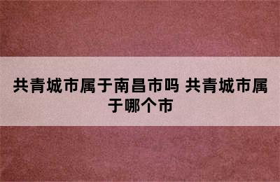 共青城市属于南昌市吗 共青城市属于哪个市